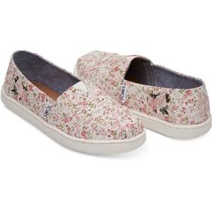 Toms Floral Canvas Slip-Ons with Pink and Green